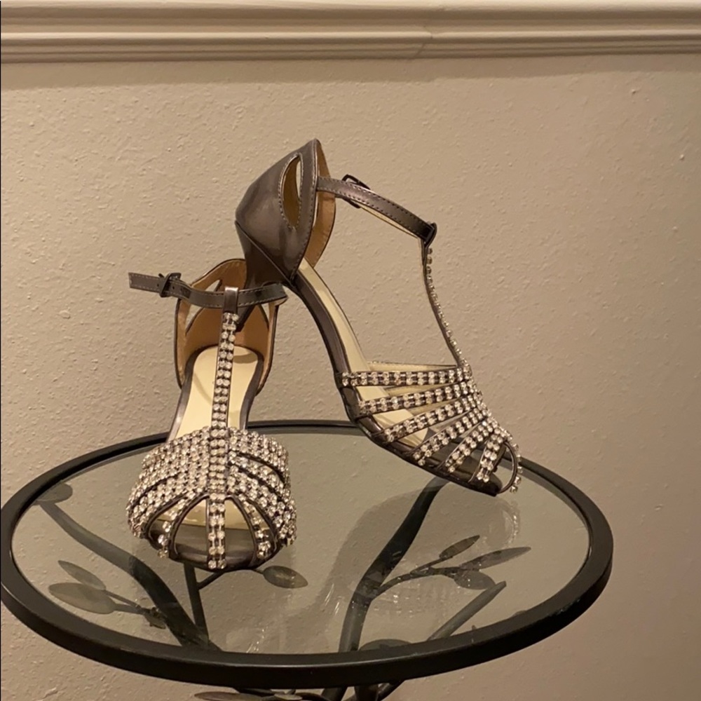 Beaded peep toe shoes